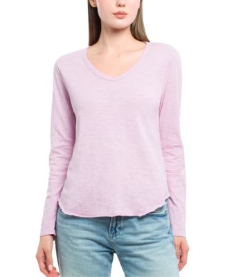  Long Sleeve Raw Hem Shirttail Tee