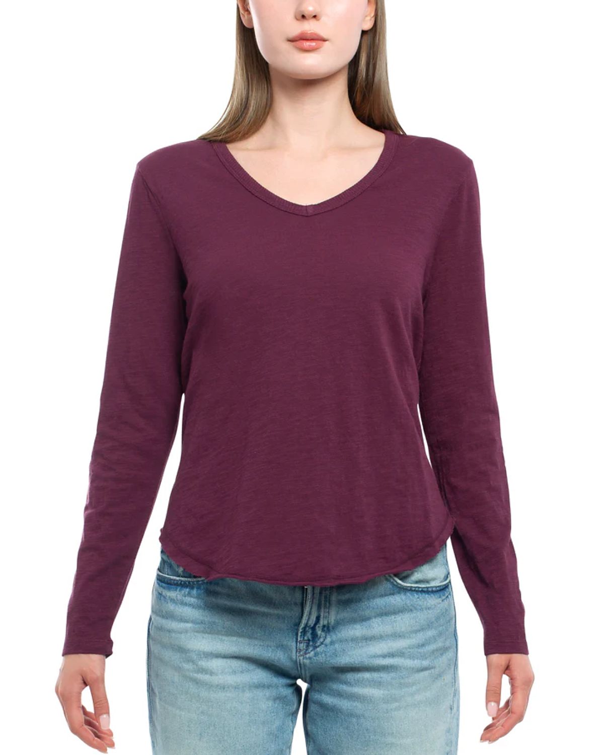 Wilt Clothing Long Sleeve Raw Hem Shirttail Tee