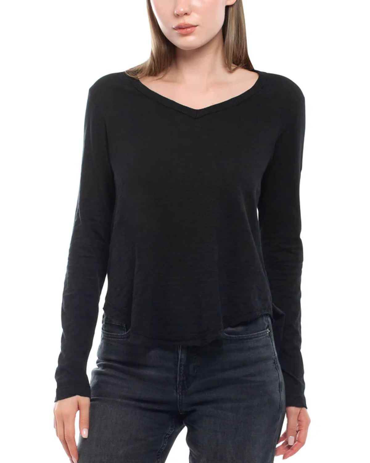 Wilt Clothing Long Sleeve Raw Hem Shirttail Tee