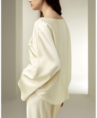 Silk Charmeuse Crewneck Top