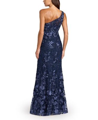  One Shoulder Lace Embroidered Gown