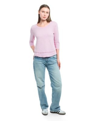  3/4 Sleeve Shrunken Crew Mock Layer Tee