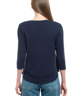  3/4 Sleeve Shrunken Crew Mock Layer Tee