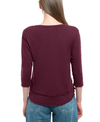  3/4 Sleeve Shrunken Crew Mock Layer Tee