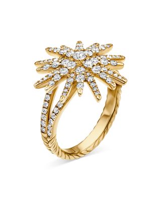 Starburst Ring in 18K Yellow Gold with Diamonds, 20mm