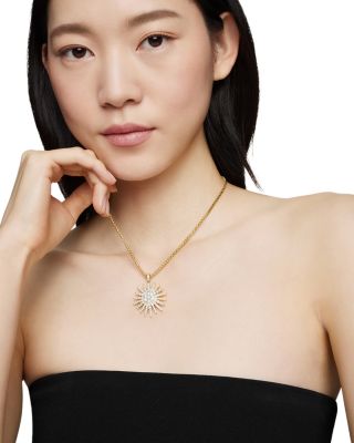 Starburst Pendant in 18K Yellow Gold with Full Pav&eacute; Diamonds, 33.7mm