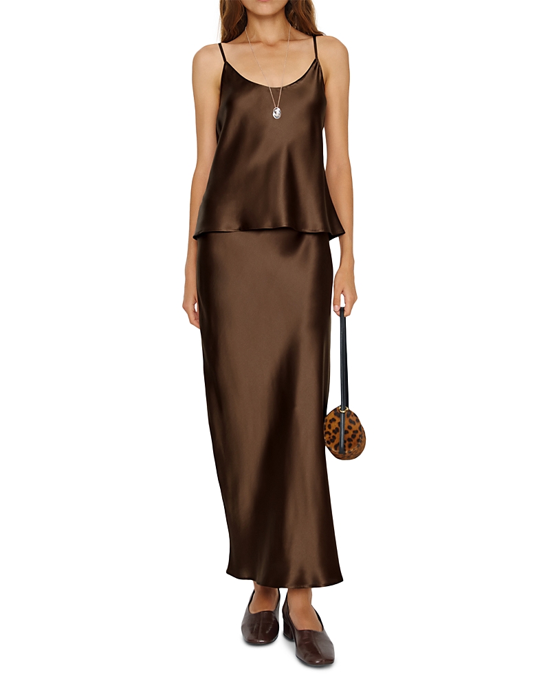 Reformation Kelsey Silk Two Piece Set In Brown
