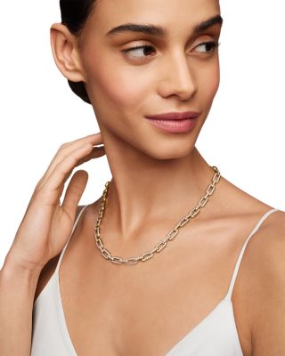 Pav&eacute; Chain Necklace in 18K Yellow Gold with Diamonds, 7mm