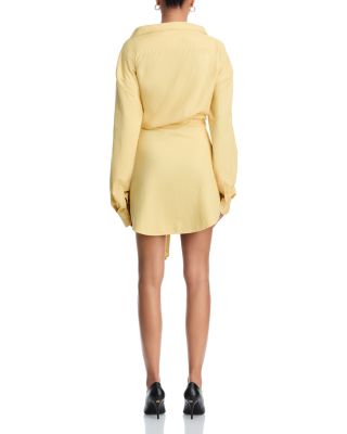 Satin Knot Oxford Shirt Dress