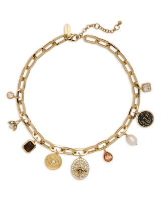 Charm Jewelry Bellamy Stone, Pav&eacute; & Freshwater Collar Necklace, 15-18"