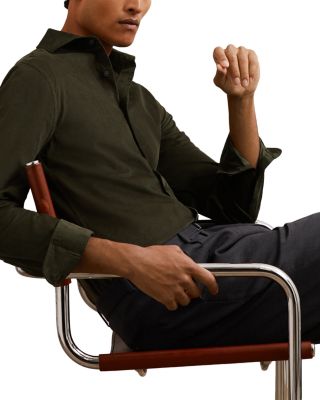 Long Sleeve Fine Cord Button Front Shirt