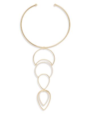Rena Pav&eacute; Pear Shape Structured Statement Necklace, 5" 