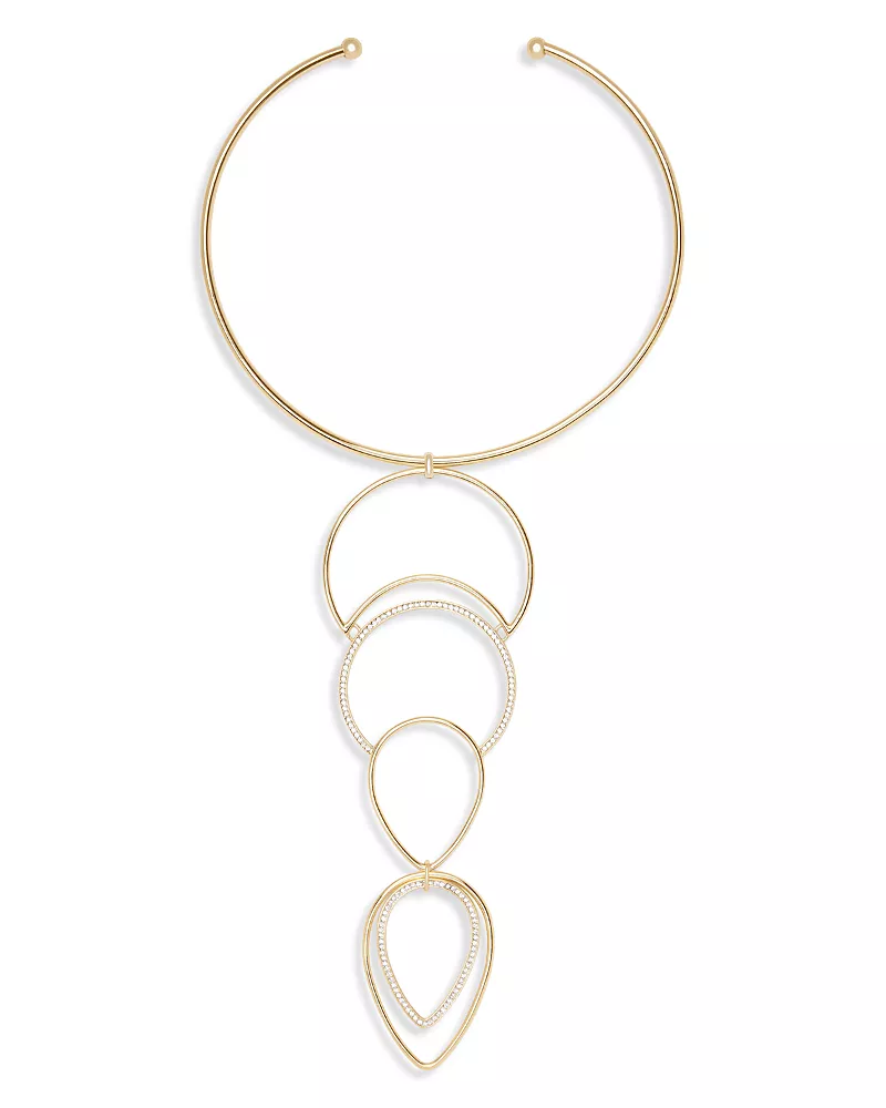 Ramy Brook Rena Pave Pear Shape Structured Statement Necklace, 5