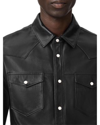 Sage Leather Shirt Jacket