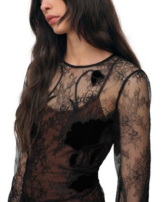 Petites Lulu Lace Detail Midi Dress