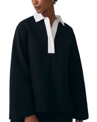 Gaia Open Collar Contrast Top