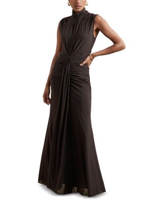 Petites Daniella Sleeveless Ruched Maxi Dress