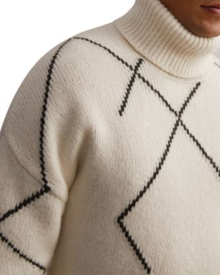 Relaxed Fit Roll Neck Argyle Sweater