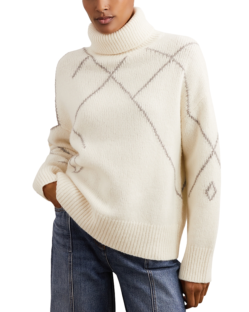 Reiss Cookie Pattern Knit Sweater In White