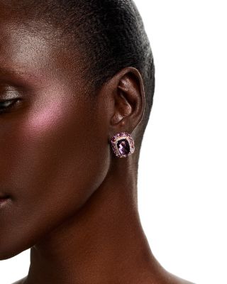 Amethyst &amp; Diamond Halo Stud Earrings in 14K Rose Gold