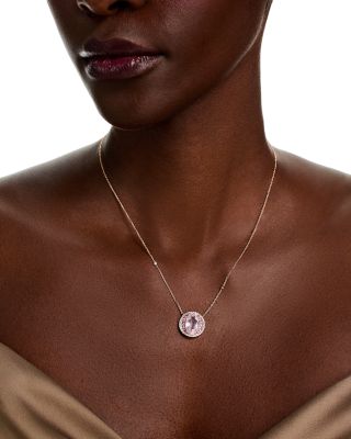 Rose Quartz, Pink Sapphire & Diamond Pendant Necklace in 14K Rose Gold, 18"