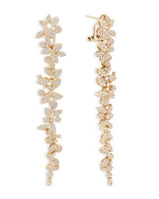 Sierra Pav&amp;eacute; Flower Linear Drop Earrings 