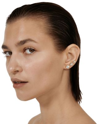 Cubic Zirconia Bezel Solitaire Stud Earrings 