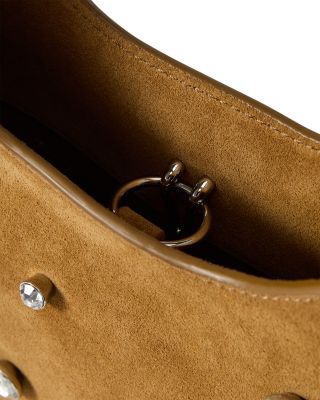 Crystal Embellished Leather Shoulder Bag