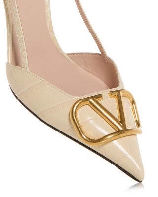 Women's VLogo Croc Embossed Slingback Pumps