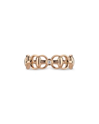 18K Rose Gold Horsebit Diamond Accent Openwork Ring