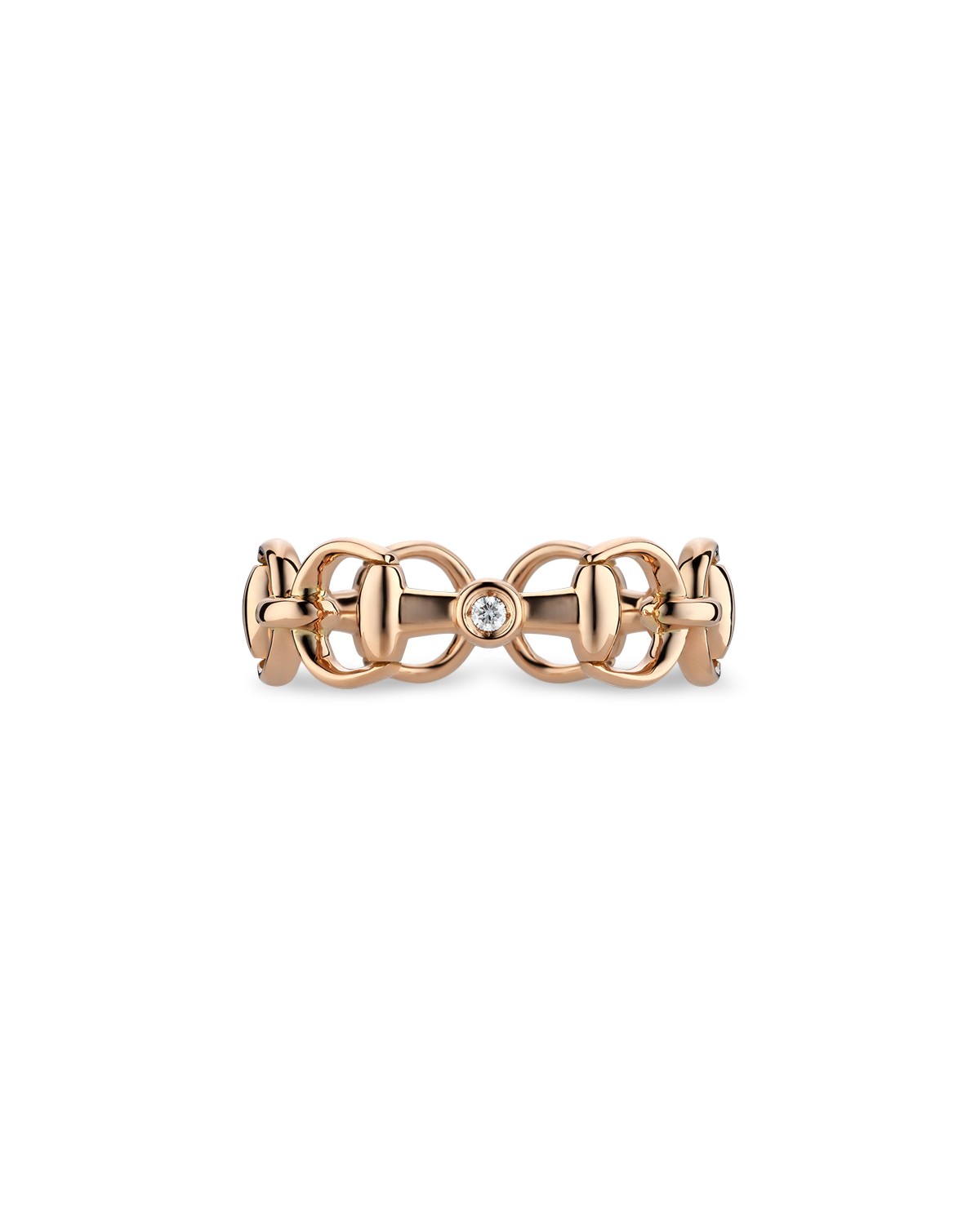 18K Rose Gold Horsebit Diamond Accent Openwork Ring