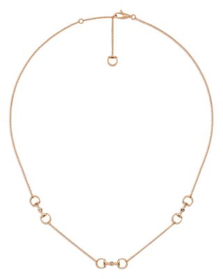 18K Rose Gold Horsebit Diamond Accent Collar Necklace, 15.5-16.5"