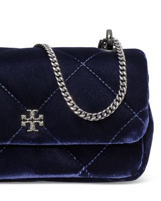 Kira Mini Diamond Quilted Velvet Flap Bag