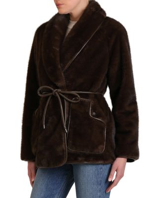 Faux Fur Belted Robe Coat