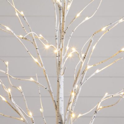 Pre-Lit Artificial White Birch Trees with LED Lights, Set of 3
