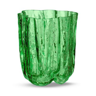Crackle Glass Small Green Vase