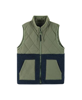 Green Mixed Media Faux Shearling Vest - Little Kid, Big Kid