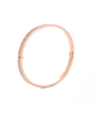 Small Love Bracelet 18K Rose Gold with Pave Diamonds