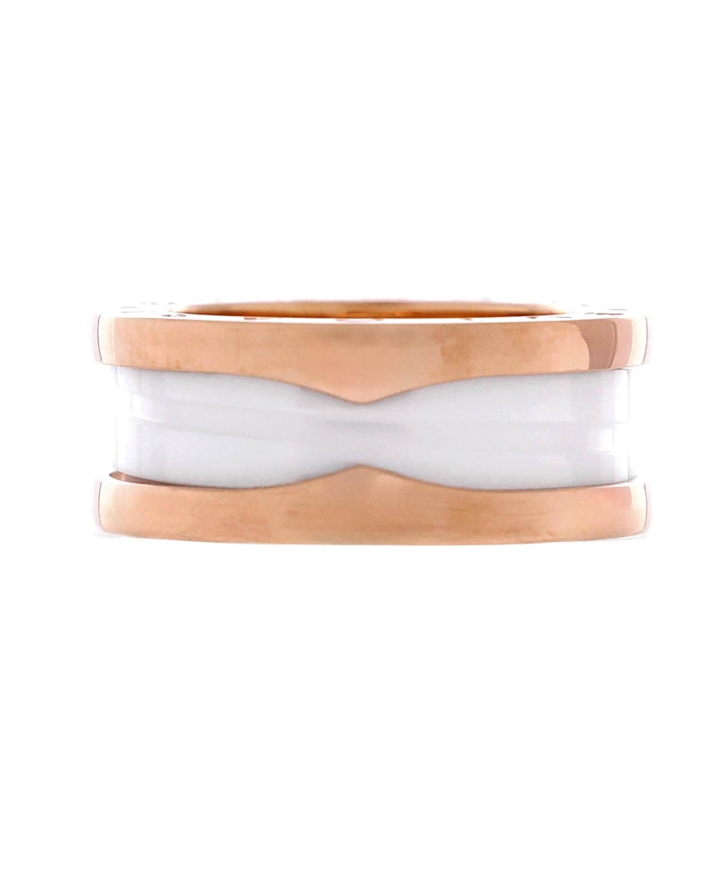 PRE-OWNED BVLGARI Pre-owned Bvlgari B. Zero1 Two Band Ring 18k Rose Gold And Ceramic