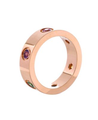 Love 6 Stone Band Ring 18K Rose Gold with Sapphires, Garnets and Amethyst