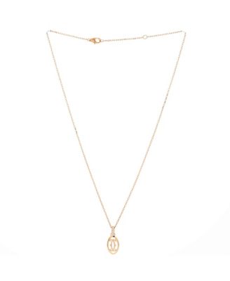  Logo Double C Pendant Necklace 18K Rose Gold with Diamonds, 15 - 16.25"