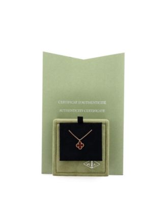  Sweet Alhambra Pendant Necklace 18K Rose Gold and Carnelian, 15.25 - 16"