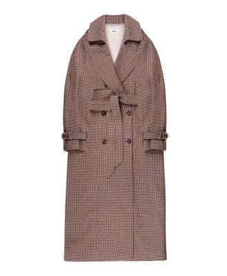  Multi Check Trench Belted Coat