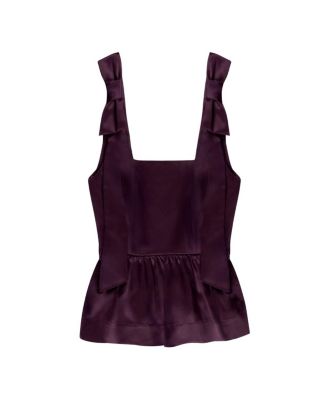  Tie Shoulder Satin Top