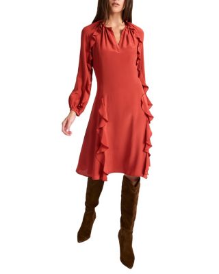 Jayda Silk Long Sleeve Ruffle Dress