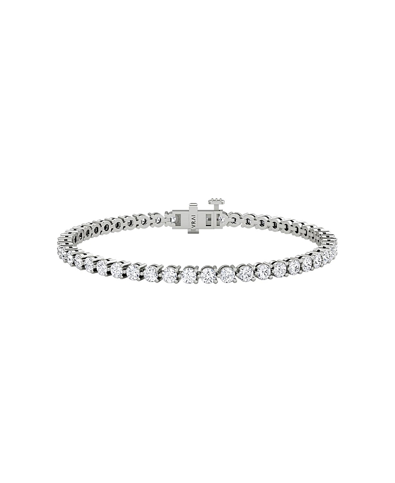 Vrai Tennis Bracelet, Medium In 14k Gold, 4.7ctw Round Brilliant Lab Created Diamonds, 6.5" In Metallic