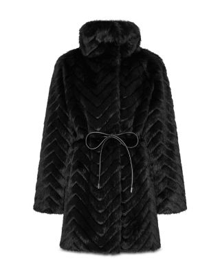 Dayna Chevron Faux Fur Coat