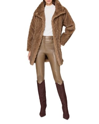 Dayna Chevron Faux Fur Coat