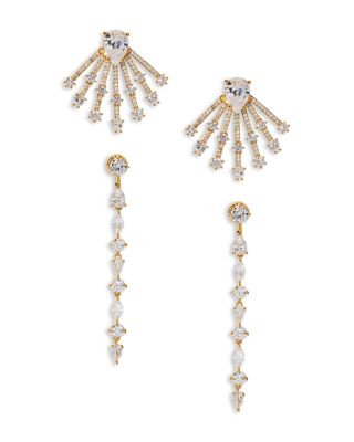 Bonne Annee Cubic Zirconia Multi Row Jacket Earrings