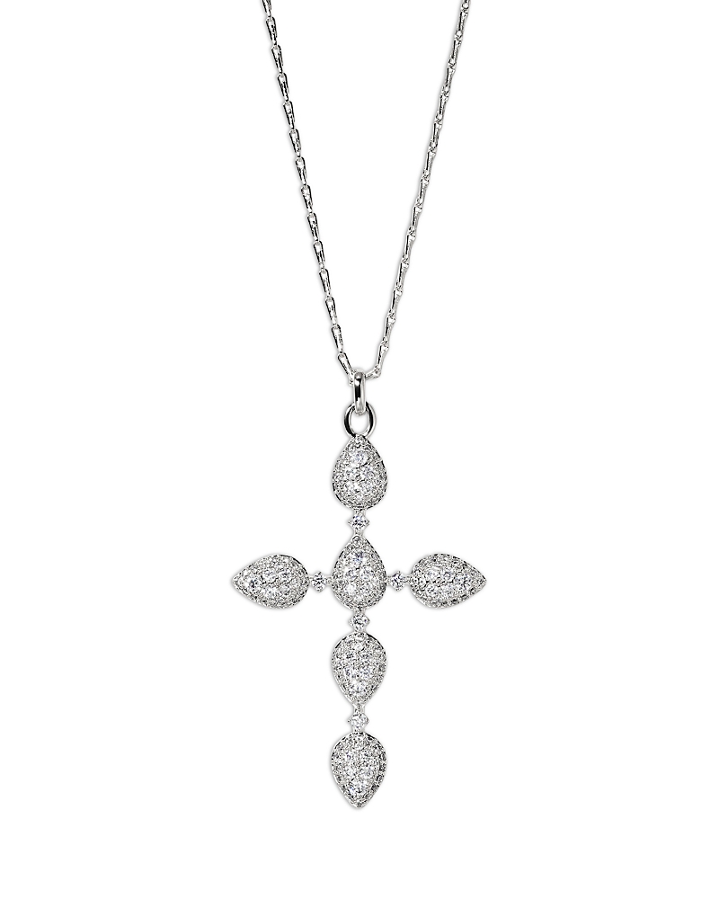 Nadri Crushed Cubic Zirconia Halo Cross Pendant Necklace, 22